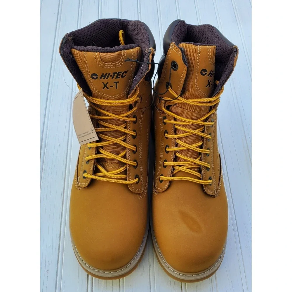 NWT HI-TEC Men's Axel Steel Toe Waterproof Brown Work Boots Slip Resistant Sz 10